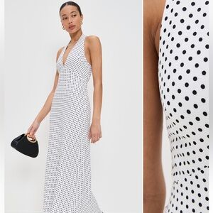 NWT • Reformation Delilah Linen Dress in Eclipse Dot - size 6